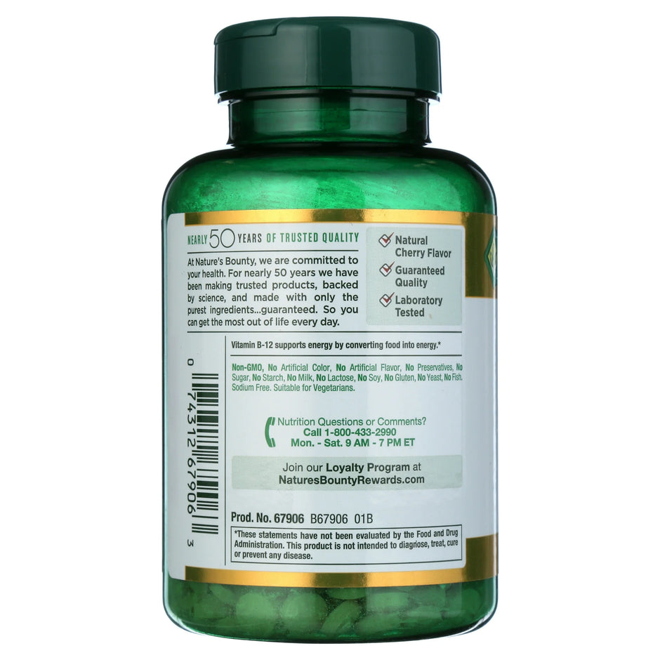Nature's Bounty Vitamin B-12 2500 mcg, 300 Quick Dissolve Tablets
