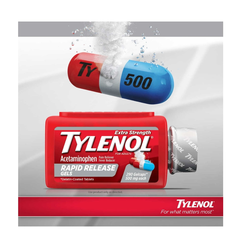 Tylenol Extra Strength Acetaminophen 500 mg, 290 Rapid Release Gelcaps