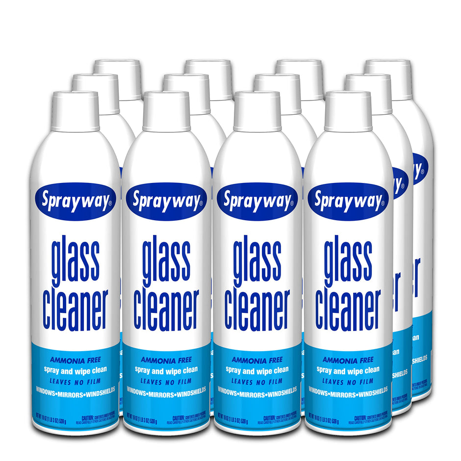 Sprayway Glass Cleaner with Foaming Spray for a Streak-Free Shine for Home and Automotive Use, 19 oz, Pack of 12, White