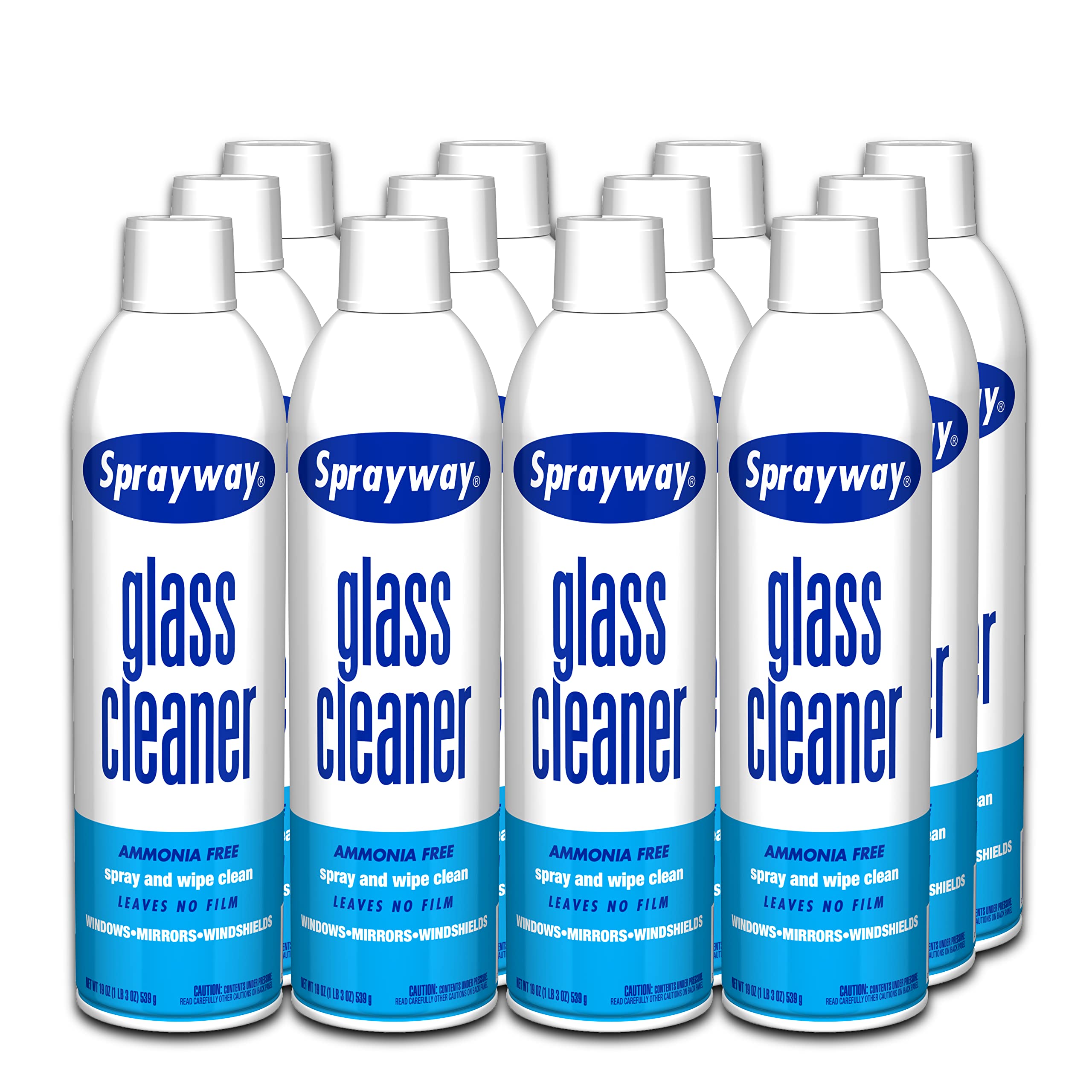 Sprayway Glass Cleaner with Foaming Spray for a Streak-Free Shine for Home and Automotive Use, 19 oz, Pack of 12, White