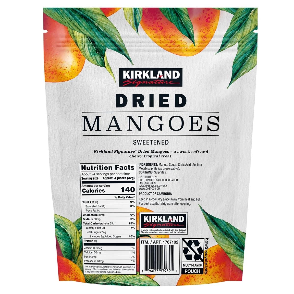 Kirkland Signature Dried Mangoes, Sweetened (35 Ounce)