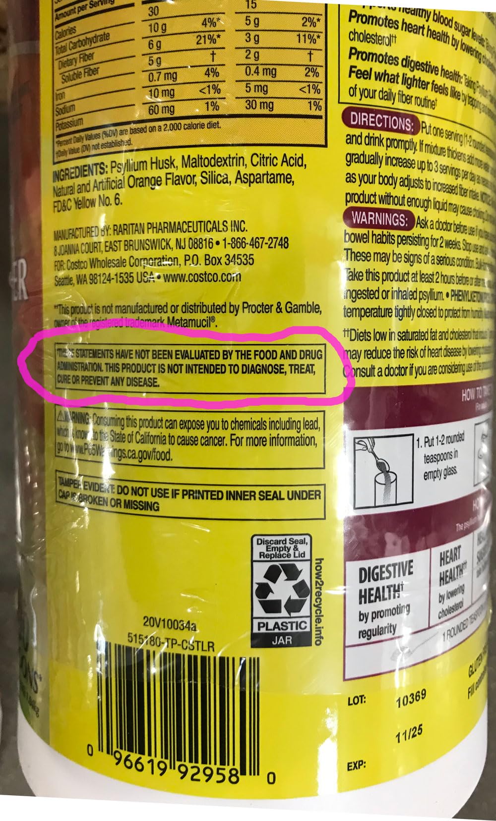 Kirkland Signature Sugar-Free Psyllium Fiber Supplement Powder, 360 DosesQ