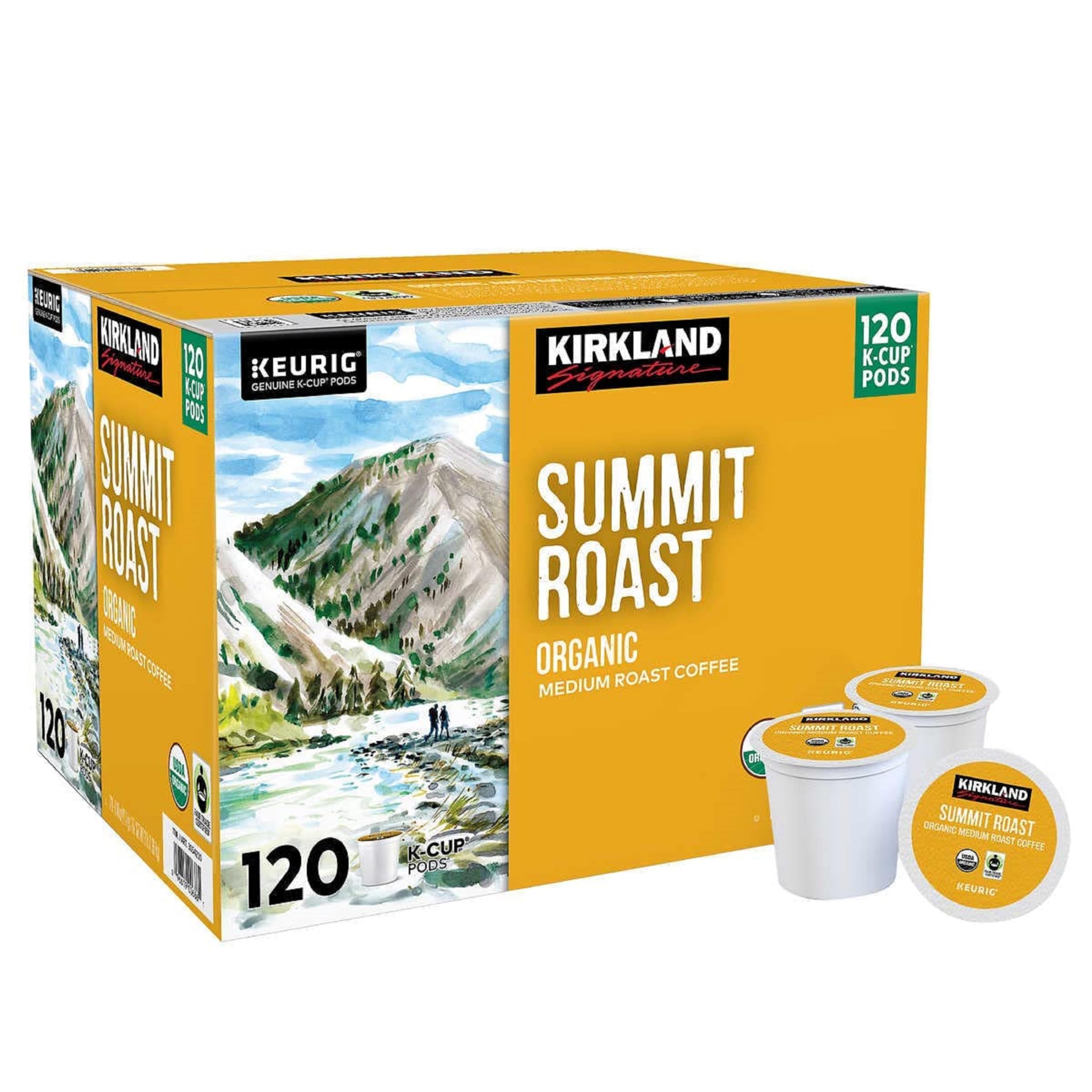 Kirkland Signature Organic Medium Blend Roast, Recyclable K Cup Pods, 3 lb, 120 Count