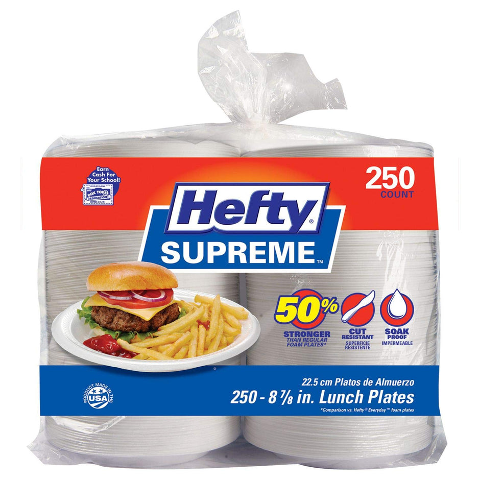 An Item of Hefty Supreme 9 inch Foam Plates, 250ct - Pack of 1 - Bulk Disc