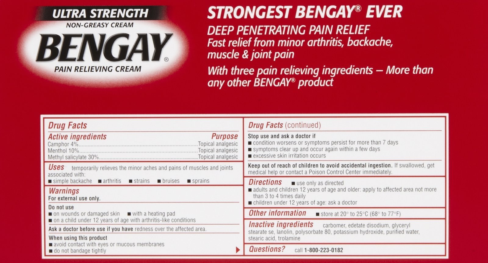 Bengay Ultra Stength Pain Relieving Cream, Non-Greasy-Ultra Strength, 2 pk