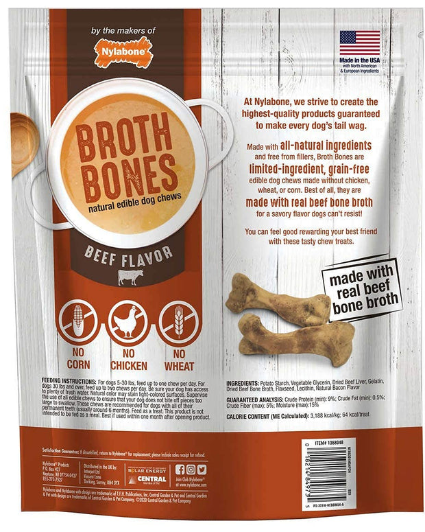 Nylabone Beef Broth Bones Dog Treats (Net 54Count), 2.38 Lb