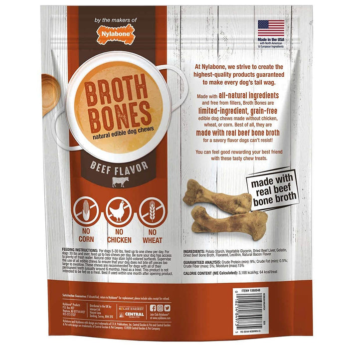 Nylabone Beef Broth Bones Dog Treats (Net 54Count), 2.38 Lb