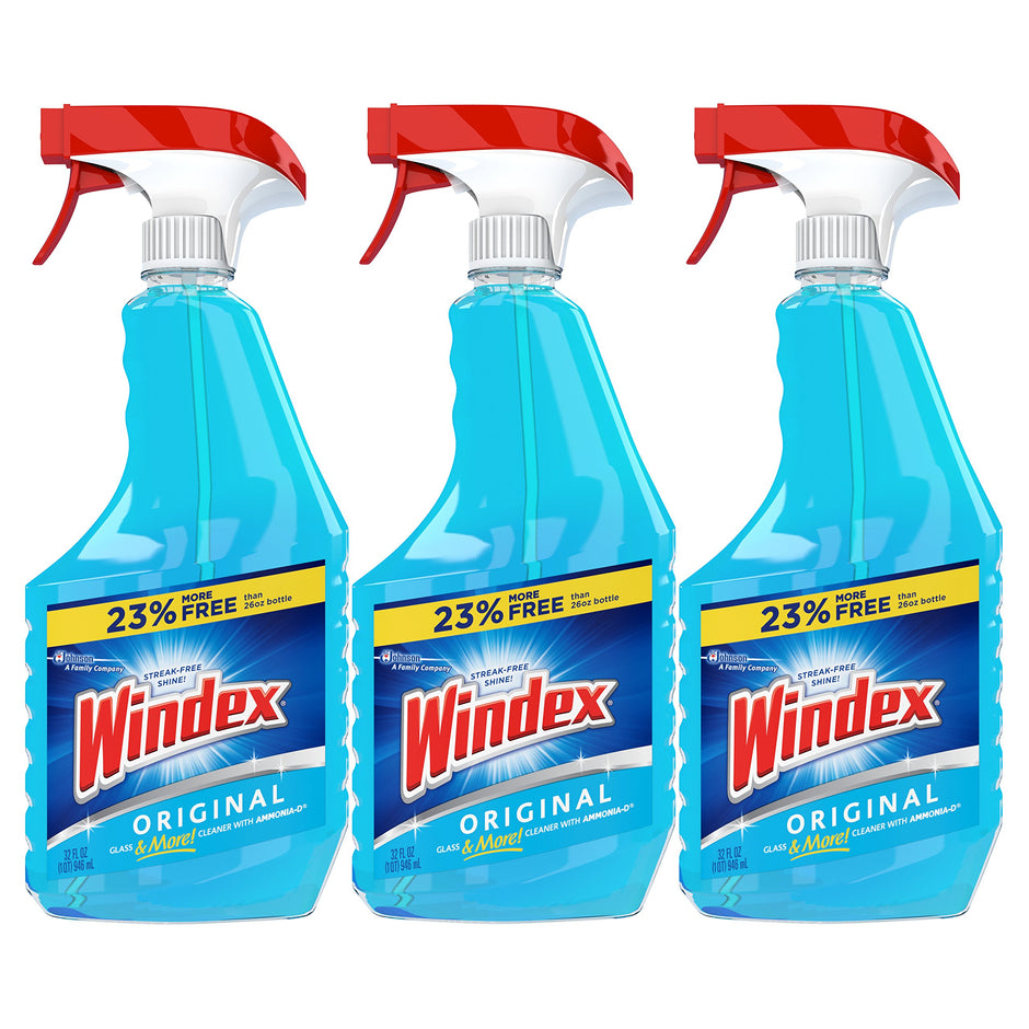 Windex Glass & Multi Surface Cleaner, 32 Oz, Pack of 3