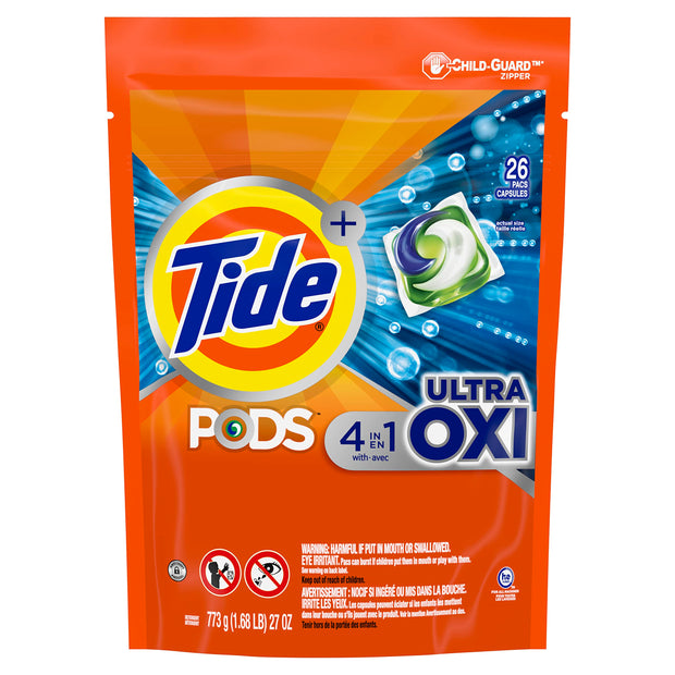 Tide Pods Ultra Oxi Liquid Detergent Pacs, 26 Count (Packaging May Vary)