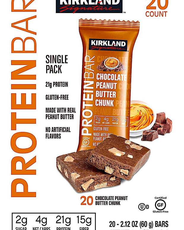 KIRKLAND SIGNATURE Protein Bars Chocolate Peanut Butter Chunk 2.12 oz, 20-count