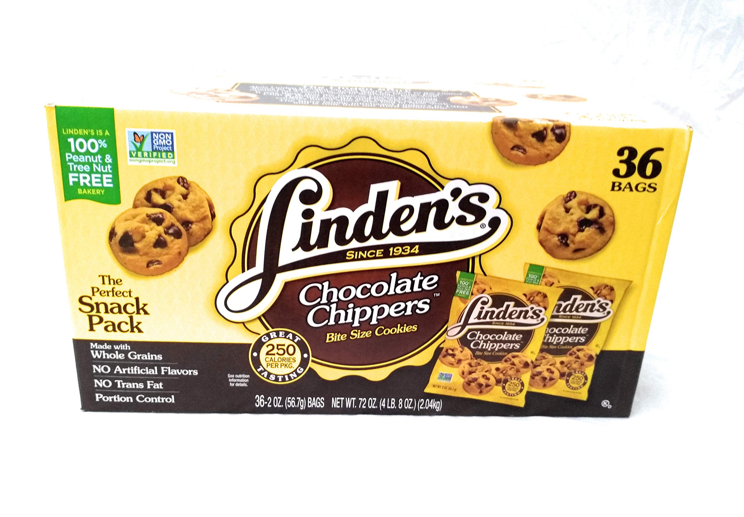 Linden's Chocolate Chippers Bite Size Cookies 36 - 2 oz Total 72oz