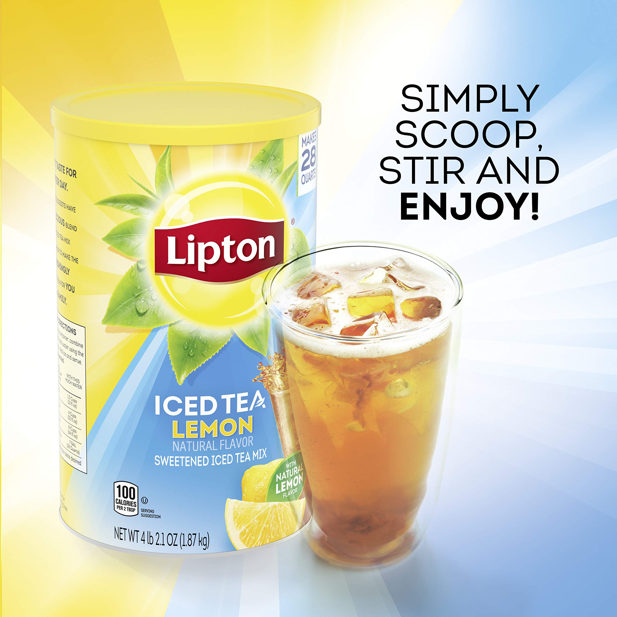 Lipton Iced Tea Mix, Lemon Sweetened Iced Tea, Makes 28 Quarts (Pack of 2)