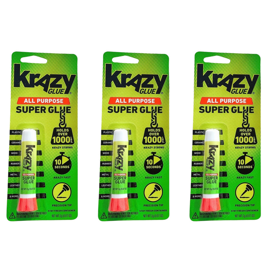 Krazy Glue Elmer's Original Crazy Super Glue All Purpose Instant Repair, 3 Piece