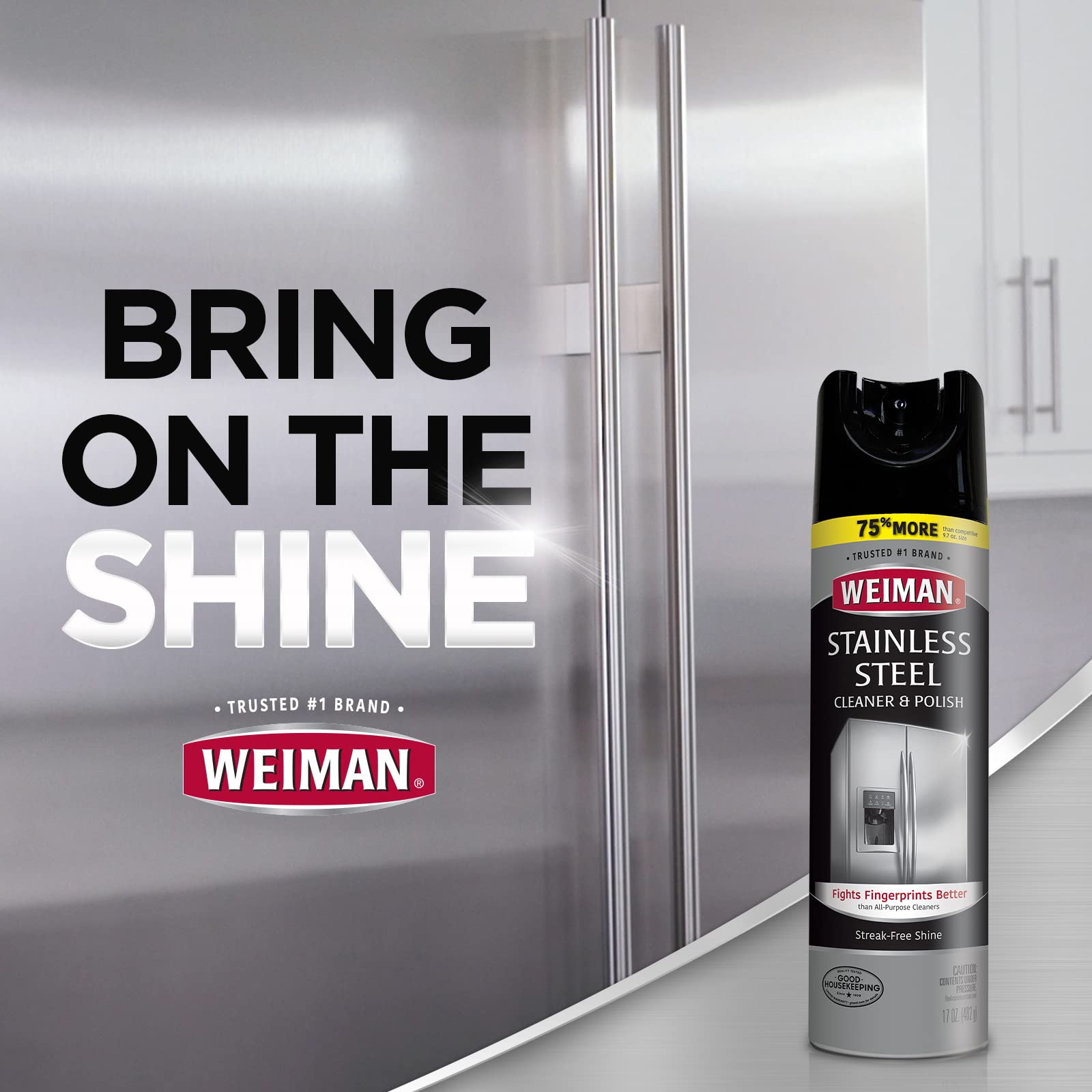 Weiman Stainless Steel Cleaner & Polish Aerosol, 17 fl oz