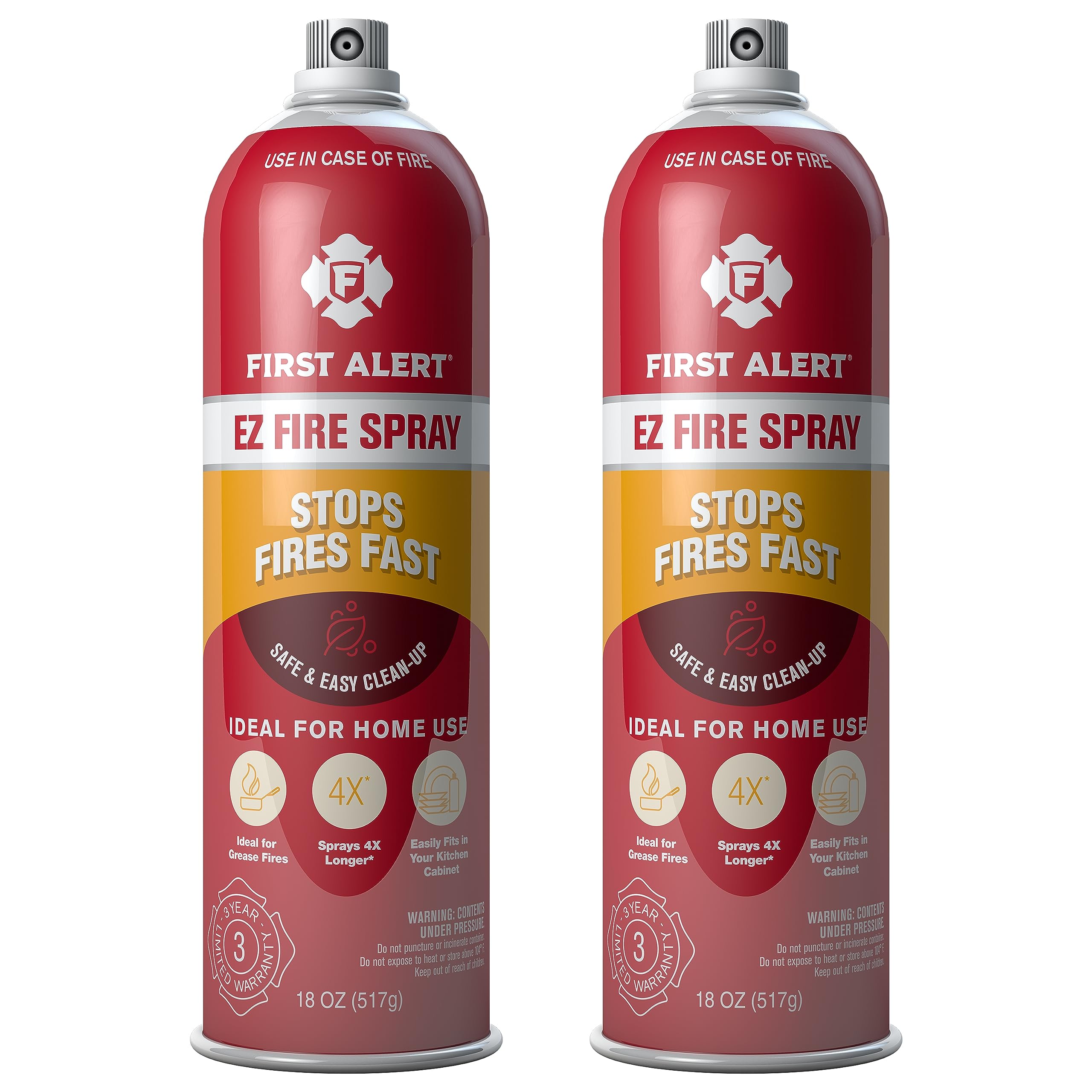 First Alert EZ Fire Spray, Extinguishing Aerosol Spray, Pack of 2, AF400-2, RED