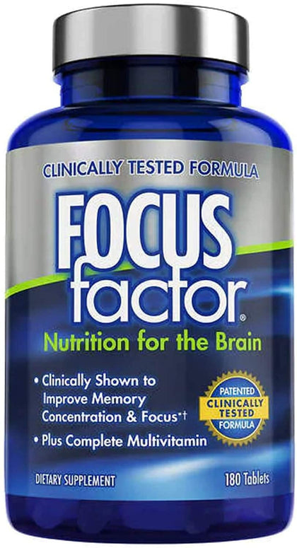 Focus Factor Brain Supplement Multivitamin Improve Memory and Clarity Boost Concentration Neuro Energy Learning Reasoning for Men and Women 180 Tablets