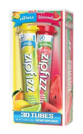 Zipfizz, Vitamin Energy Hydration Drink Mix Split Box, Citrus & Watermelon Flavor, 30 Count (15 each)