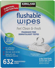 Kirkland Signature Moist Flushable Wipes, 632 Wipes