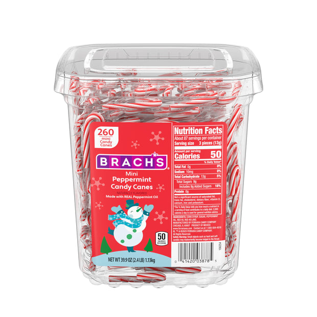 Brach's Mini Candy Canes Tub, 260 Count