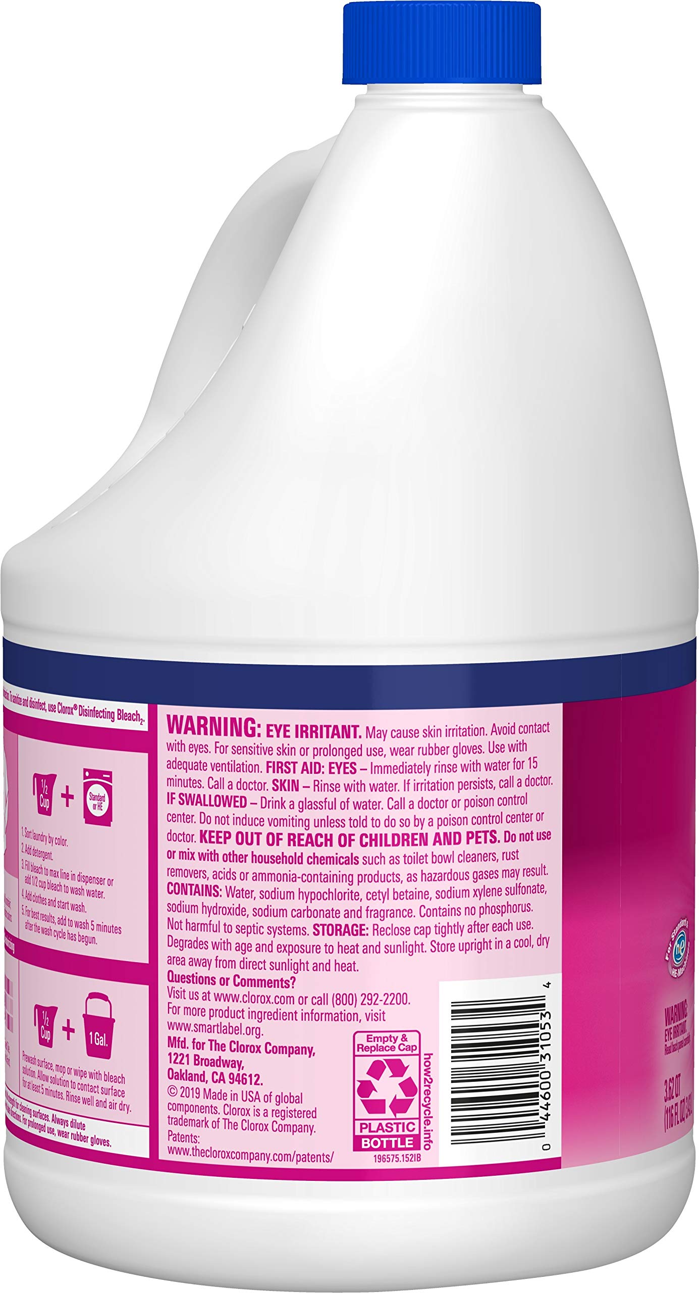 Clorox Splash-Less Liquid Bleach, Fresh Meadow Scent - 116 Ounce Bottle (Packaging May Vary)