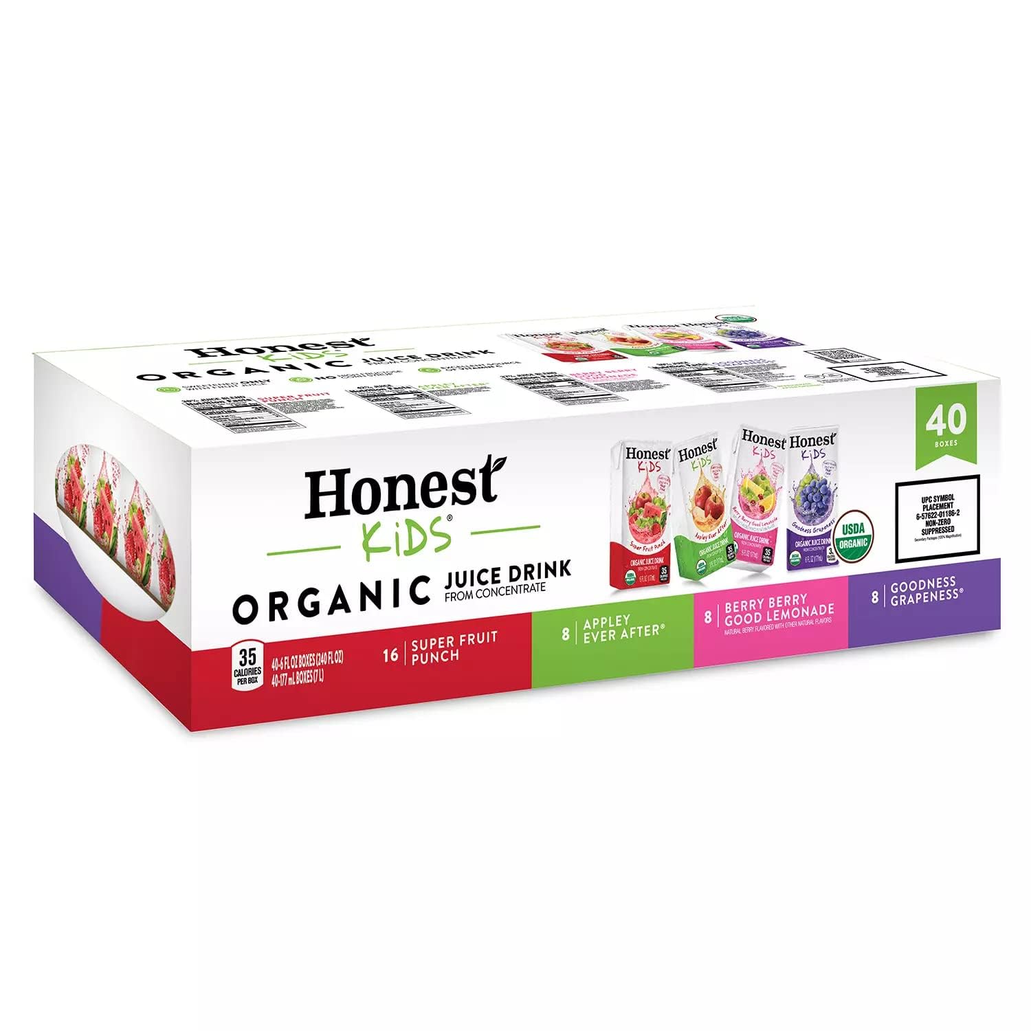 Honest Kids Organic Juice Drink Assorted Variety Pack, 6 Fl Oz, (40 Count)