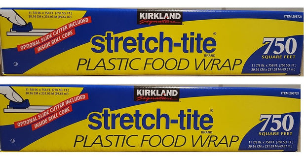 Kirkland Signature Stretch Tite Plastic Food Wrap PMYknx, 2 Packs (750 Sq ft Food Wrap)