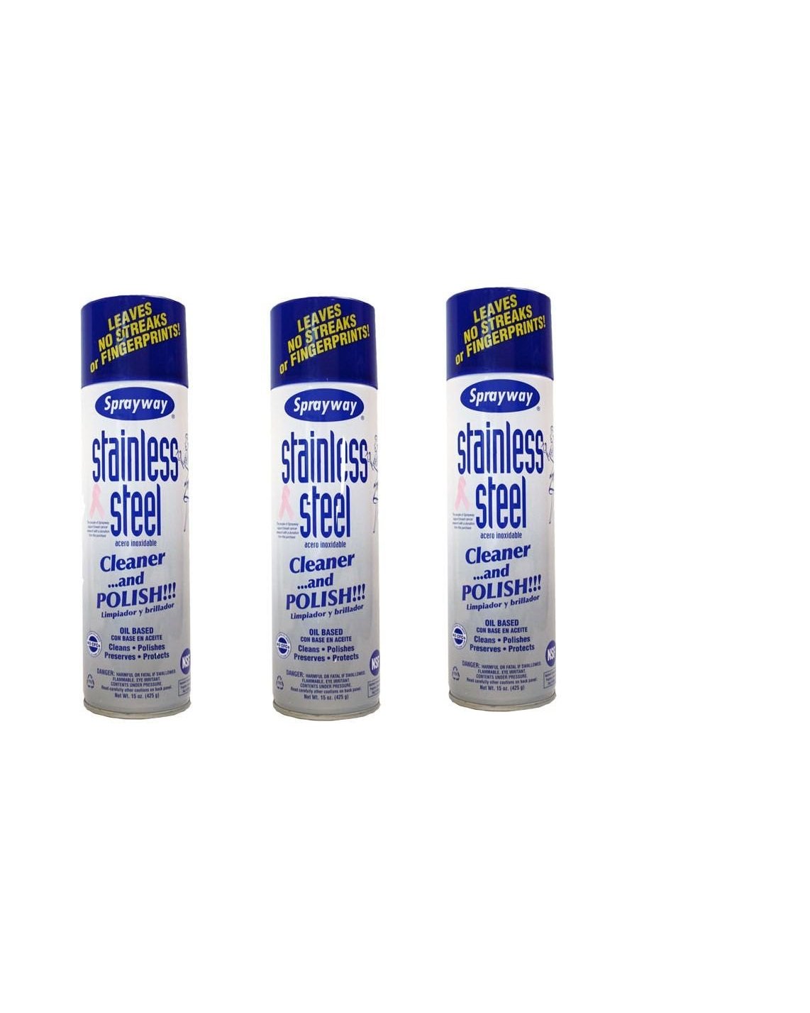 Sprayway Stainless Steel Cleaner 3Pk 15oz Cans