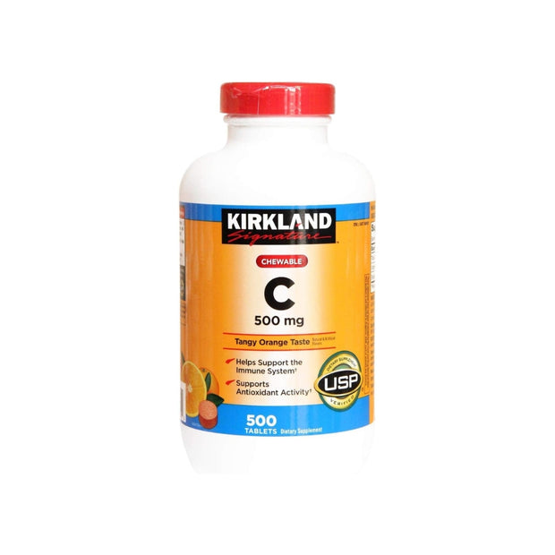 Kirkland Vitamin C (500 mg), Tangy Orange, Chewable Tablets, 500 Count (Pack of 2)