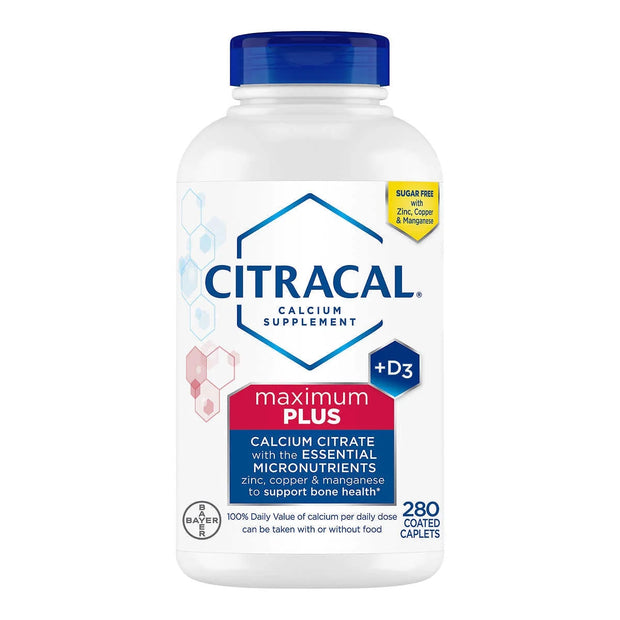 Citracal Calcium Supplement Maximum Plus + D3. 280 Coated Caplets.