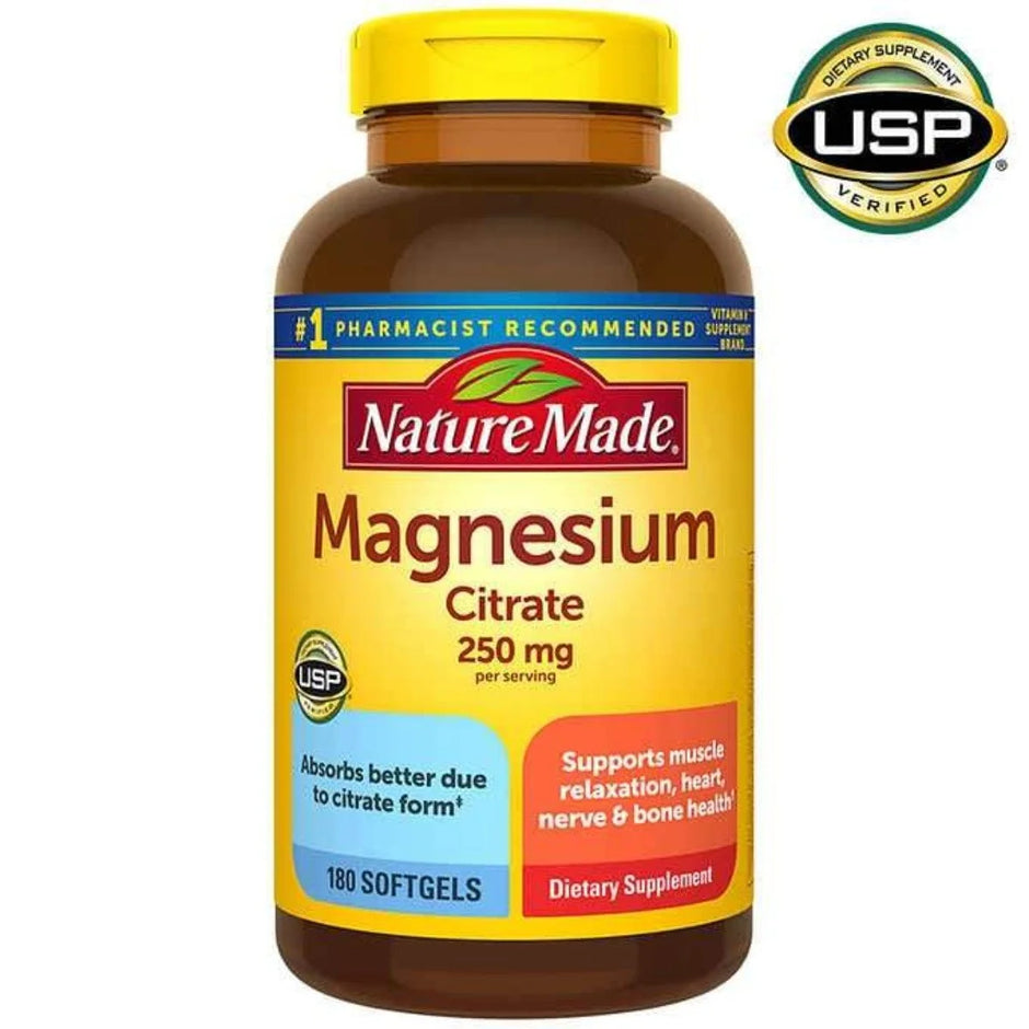 Nature Made Magnesium Citrate 250 mg., 180 Softgels