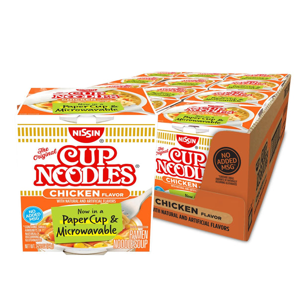 Nissin Cup Noodles Ramen Noodle Soup, Chicken, Microwaveable Paper Cup, 2.25 Ounce (Pack of 12)