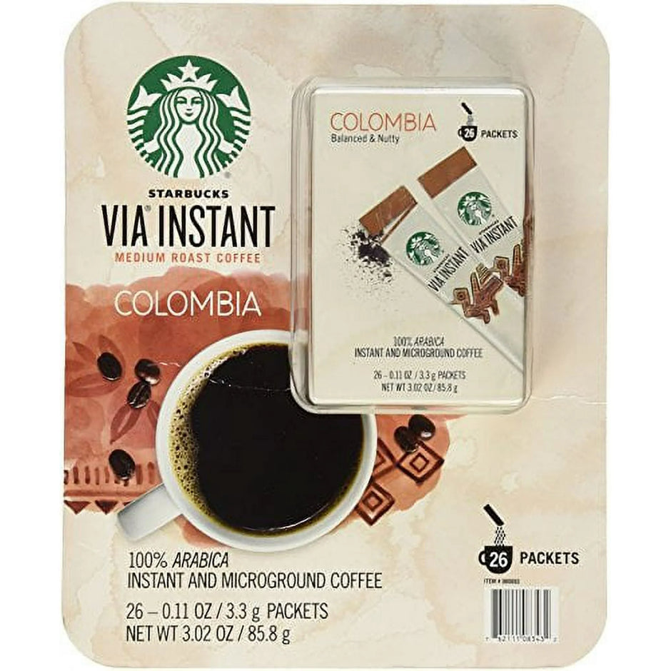 Starbucks Via Instant Medium Roast Colombia Coffee, 26 Count