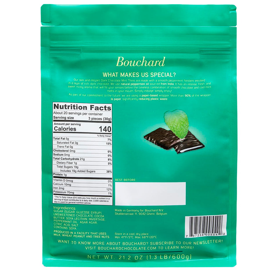 Dark Chocolate Mint Thins (72% Cacao) 21.2 OZ (1.3 LB/600g)