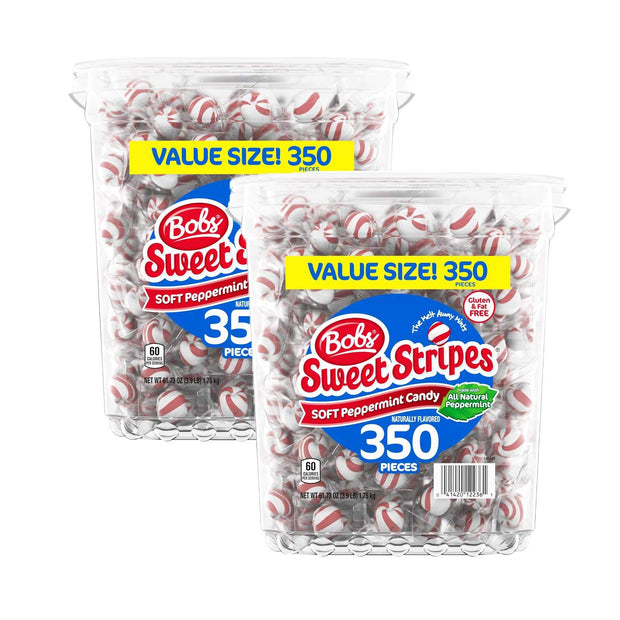 Bob's Red & White Sweet Stripes Soft Peppermint Candy, 350 Count, 61.73 Oz (2 Pack)