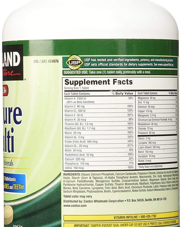 Kirkland Signature Adult 50+ Multi Vitamins & Minerals, 400 Tablets (2 Pack)