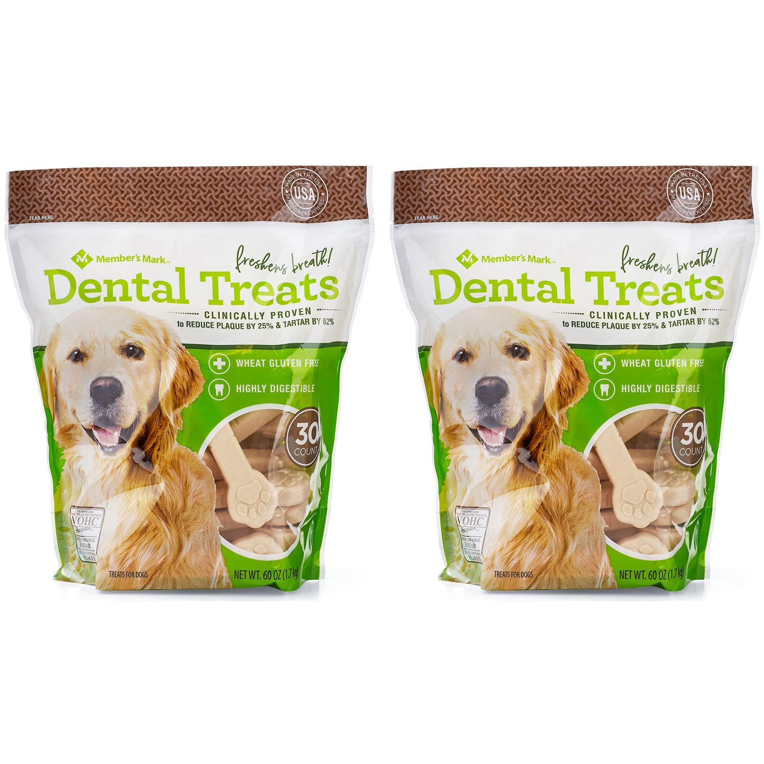 Member's Mark Dental Chew Treats for Dogs 30 ct. / 2 Pack