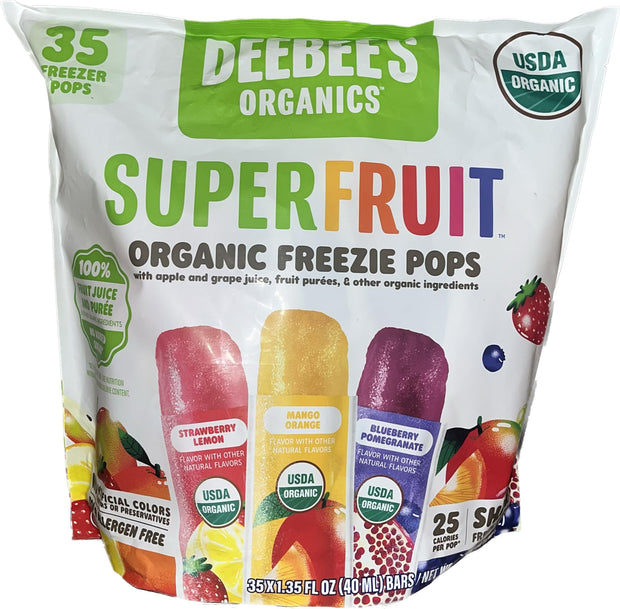 Deebee's Organics Superfruit Freezies, 1.35 Fl Oz, Pack of 35