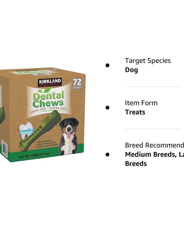 Kirkland Signature Dental Chews 72 Dog Treats, green