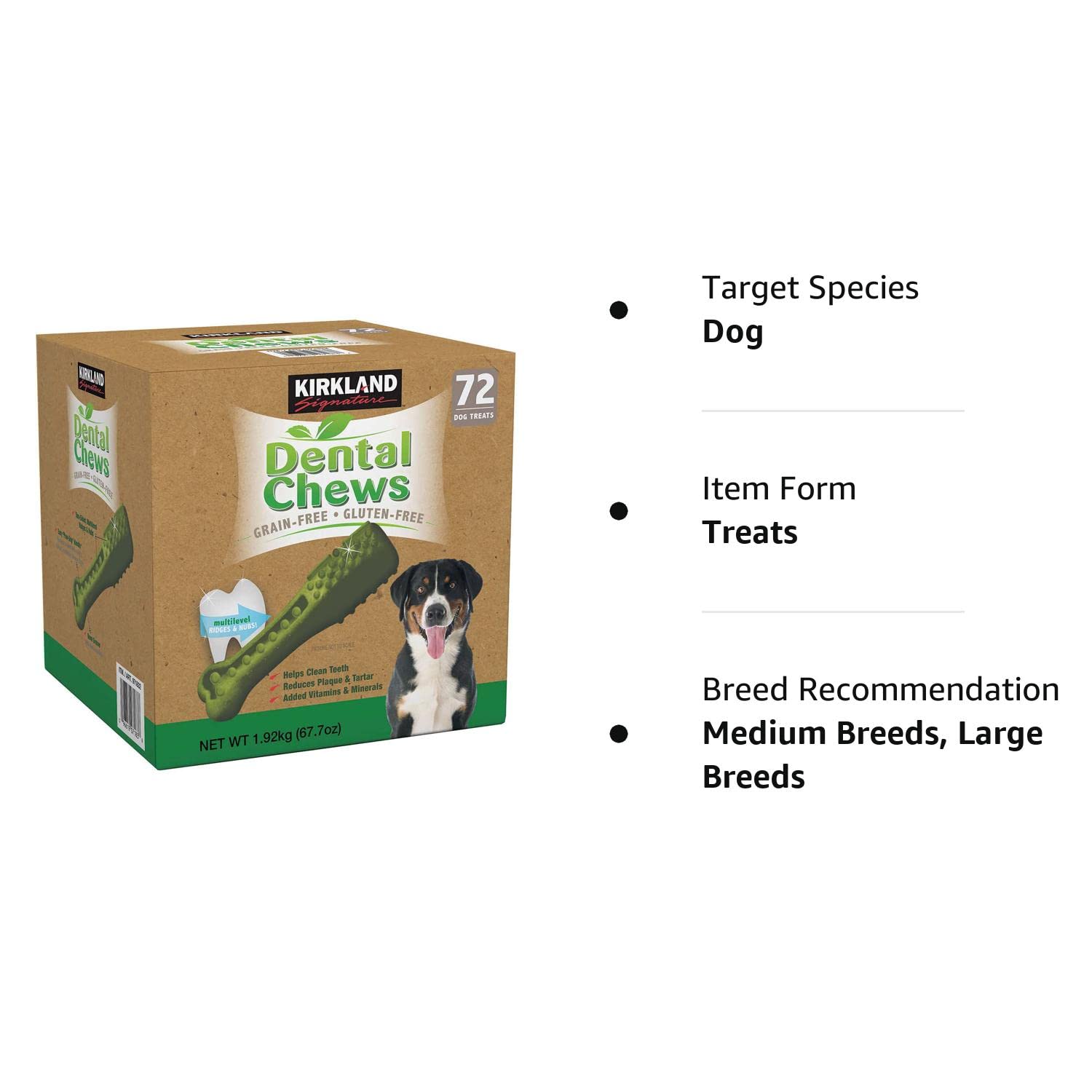 Kirkland Signature Dental Chews 72 Dog Treats, green