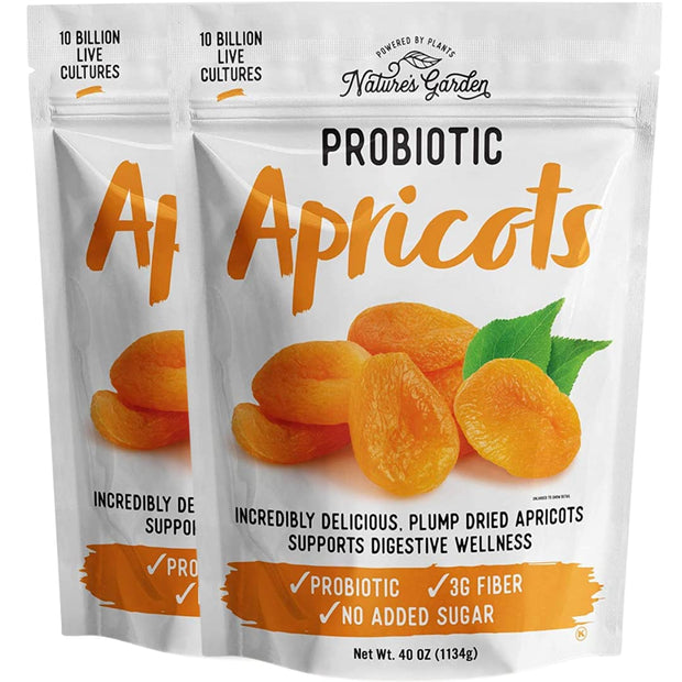 Nature's Garden Probiotic Apricots - Probiotic Dried Fruit, Plump Dried Apricots, No Added Sugar, Gluten-Free, Dairy-Free, Vegan – Bulk 40 Oz Bag (Pack of 2)