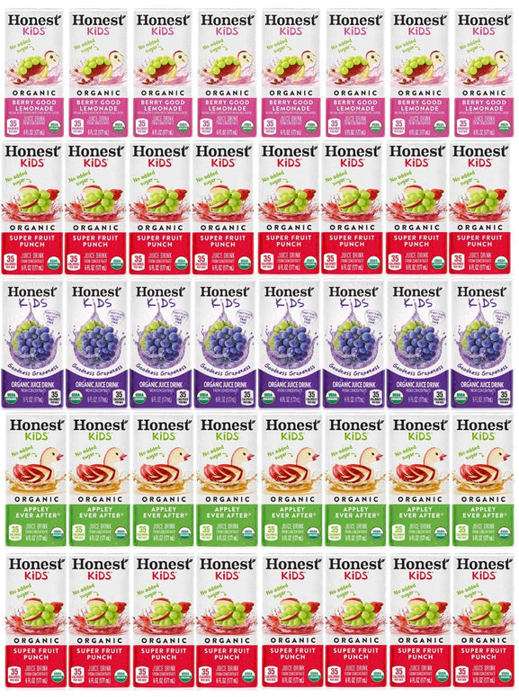 Honest Kids Organic Juice Drink Assorted Variety Pack, 6 Fl Oz, (40 Count)