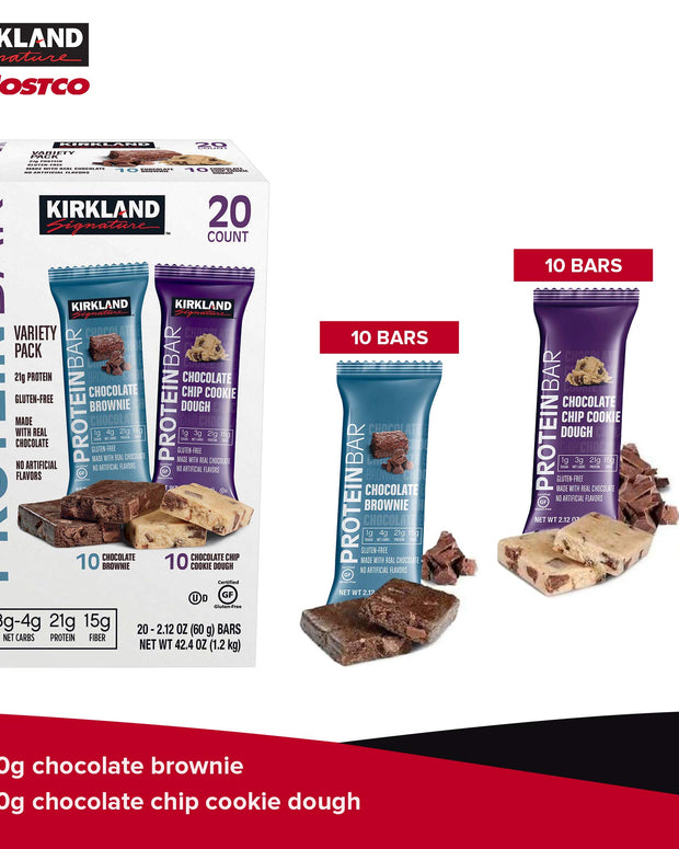 Kirkland Signature Protein bar energy variety pack, 20 Count