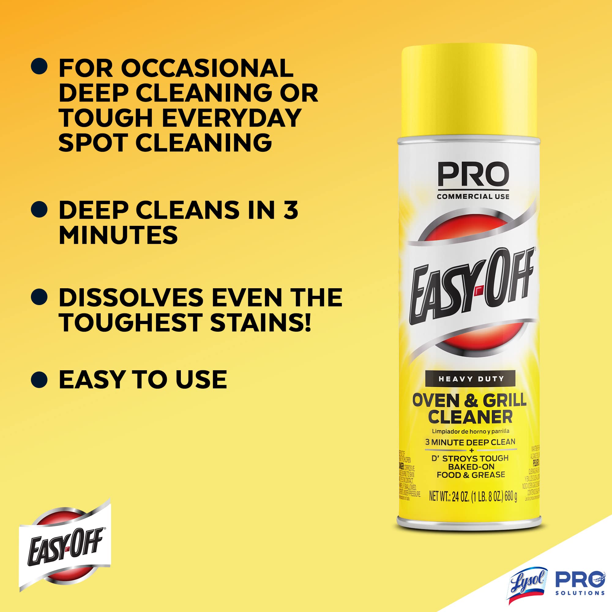 Easy Off Professional Oven & Grill Cleaner Can, Yellow, 1.5 lb, 24 Oz