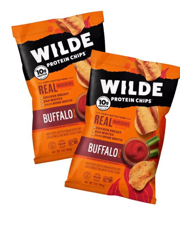 Buffalo Chicken Protein Chips by Wilde Chips, Thin and Crispy, High Protein, Keto Friendly, Made with Real Ingredients, 7oz Bag (2 Pack)