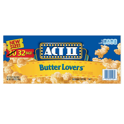 ACT II Butter Lovers Microwave Popcorn, 2.75 Ounce (32 Pack)